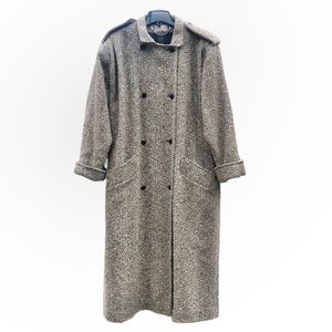 Ashley Scott Trench Coat True Vintage Grey Marled Wool Long Maxi Heavy EUC 2X